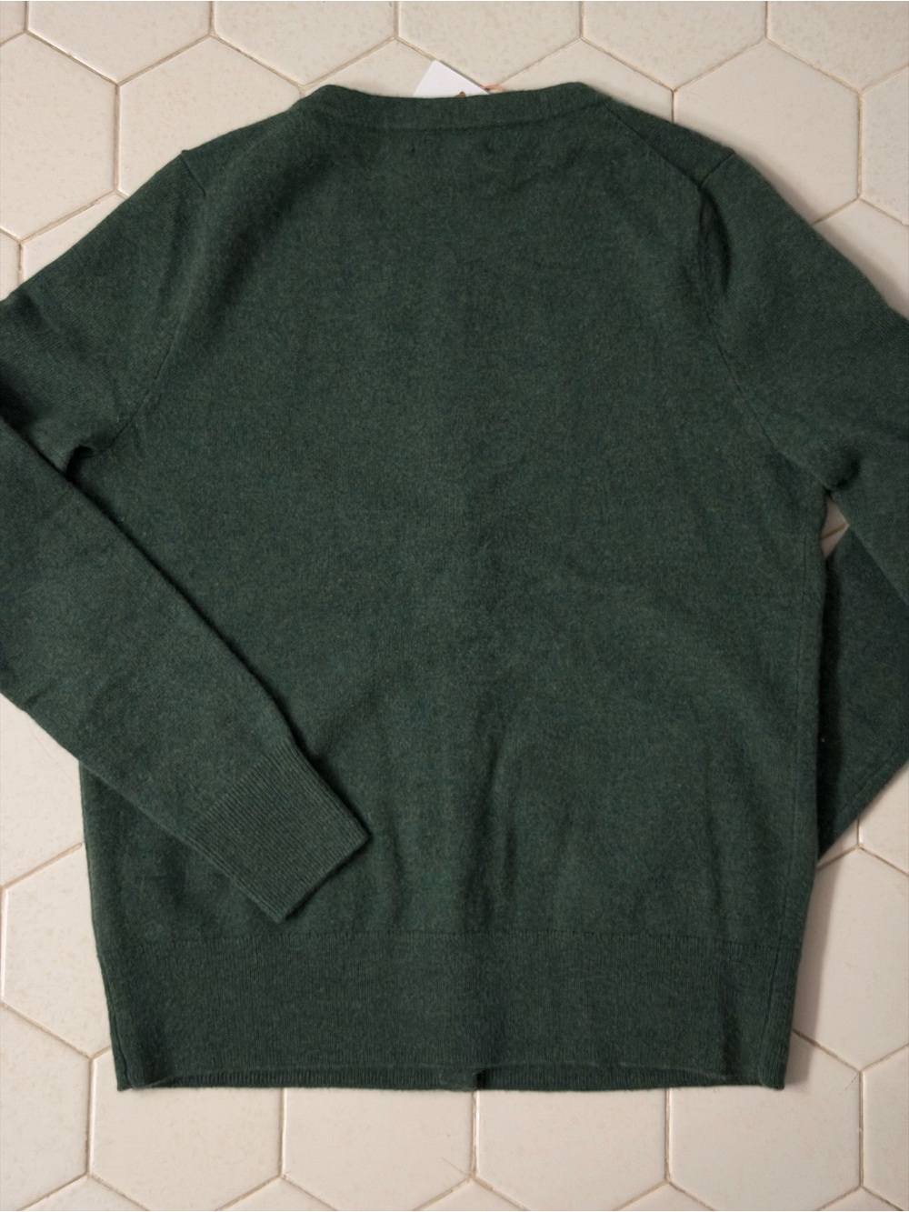 Quince Forest Green Cashmere Crewneck Cardigan - Picture 7 of 8